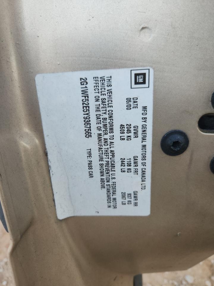 2000 Chevrolet Impala VIN: 2G1WF52E5Y9367565 Lot: 81386345