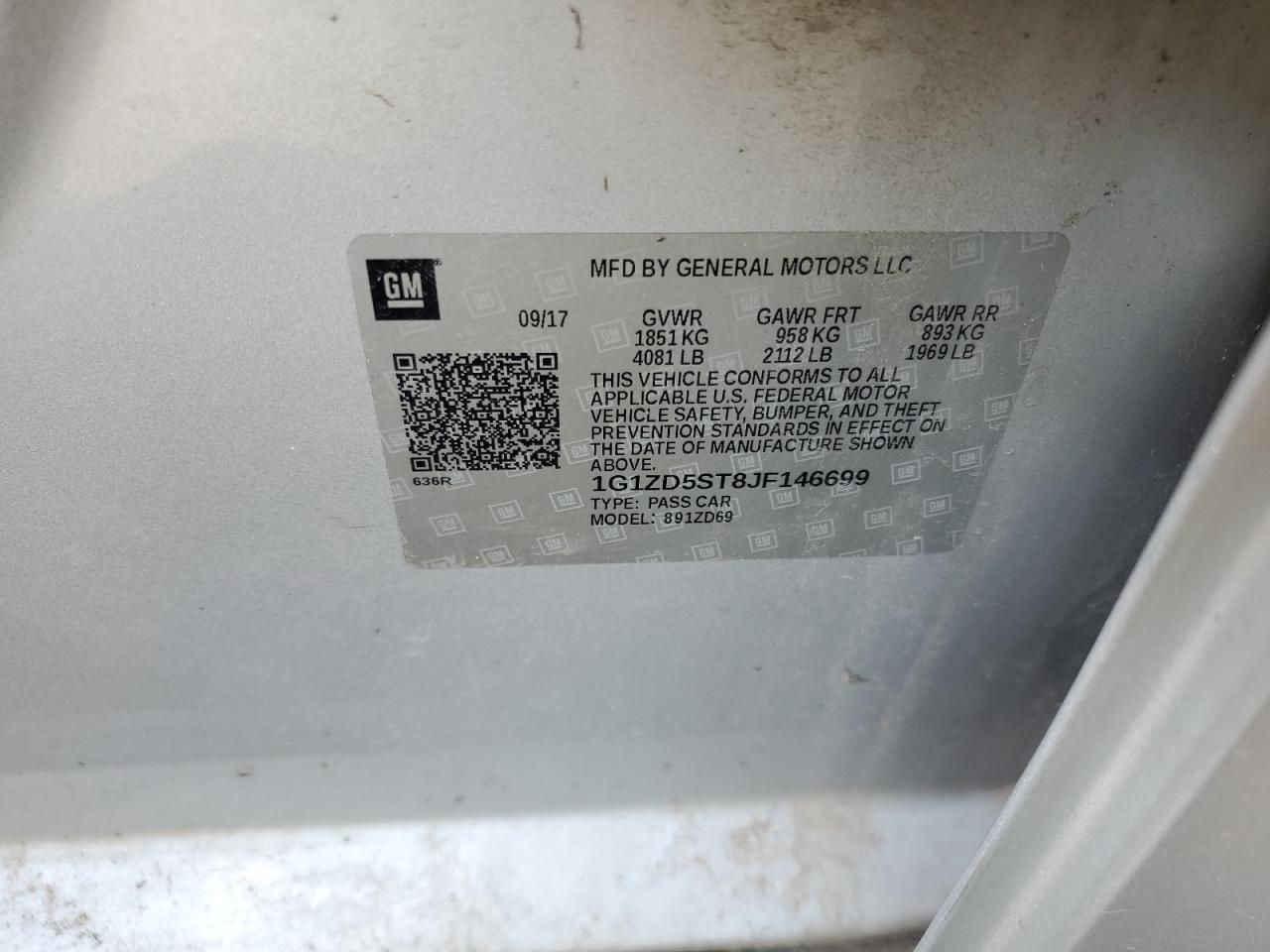 2018 Chevrolet Malibu Lt VIN: 1G1ZD5ST8JF146699 Lot: 81279745