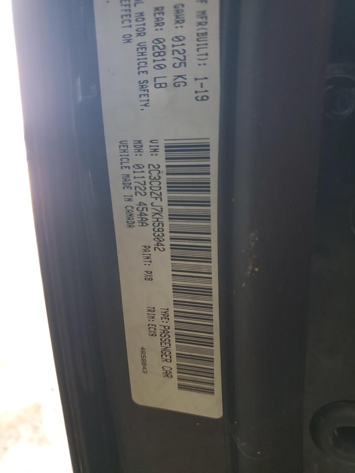 2019 Dodge Challenger R/T Scat Pack VIN: 2C3CDZFJ7KH593042 Lot: 71812095