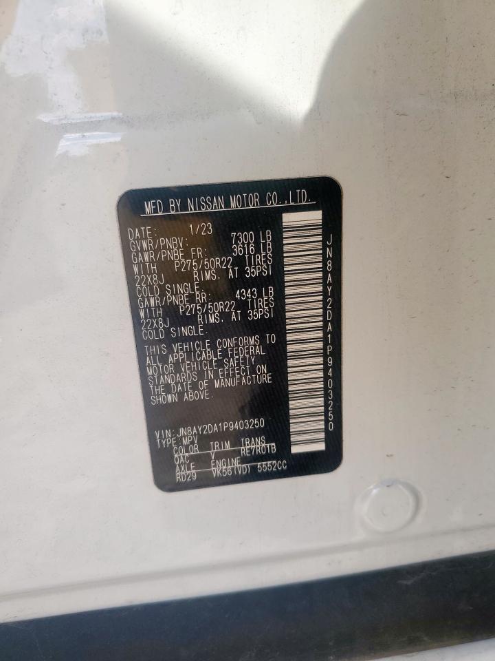 2023 Nissan Armada Platinum VIN: JN8AY2DA1P9403250 Lot: 82151915
