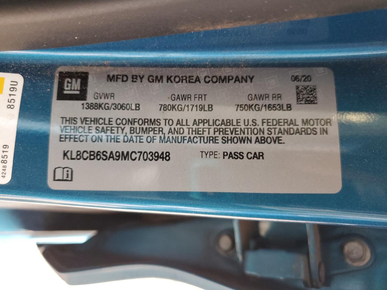 2021 Chevrolet Spark Ls VIN: KL8CB6SA9MC703948 Lot: 80756665