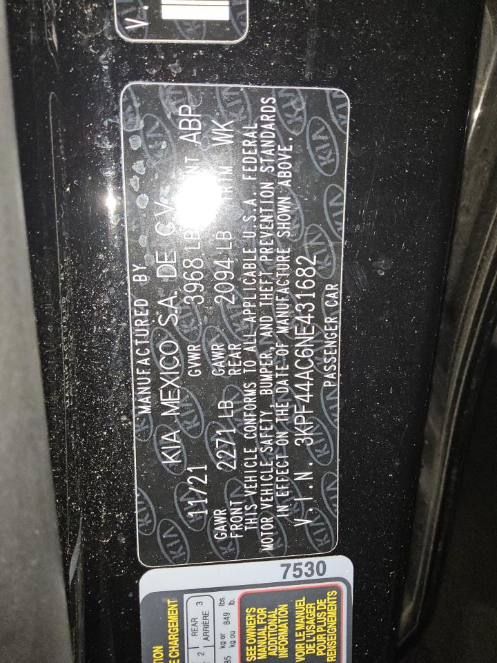 2022 Kia Forte Gt VIN: 3KPF44AC6NE431682 Lot: 80342775