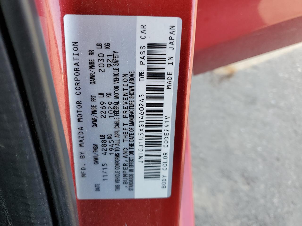 2016 Mazda 6 Sport VIN: JM1GJ1U5XG1460245 Lot: 80738675