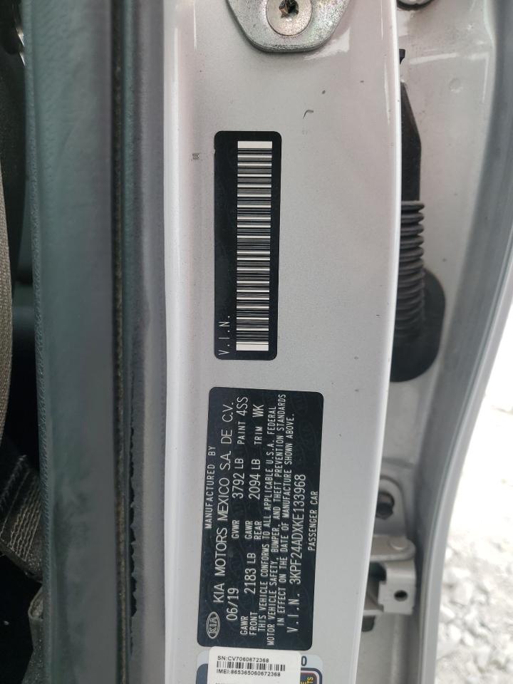 2019 Kia Forte Fe VIN: 3KPF24ADXKE133968 Lot: 71631695