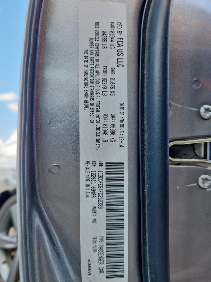 2015 Dodge Dart Gt VIN: 1C3CDFEB4FD252399 Lot: 71526565