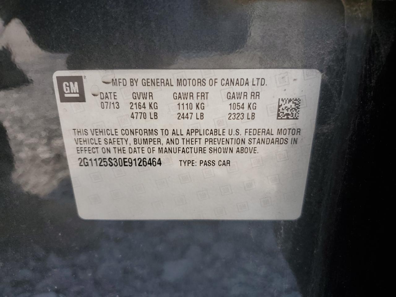 2014 Chevrolet Impala Lt VIN: 2G1125S30E9126464 Lot: 81339505