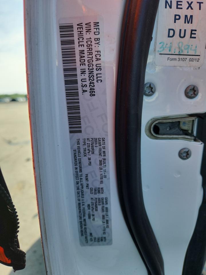 2022 Ram 1500 Classic Slt VIN: 1C6RR7GG3NS242468 Lot: 71606025