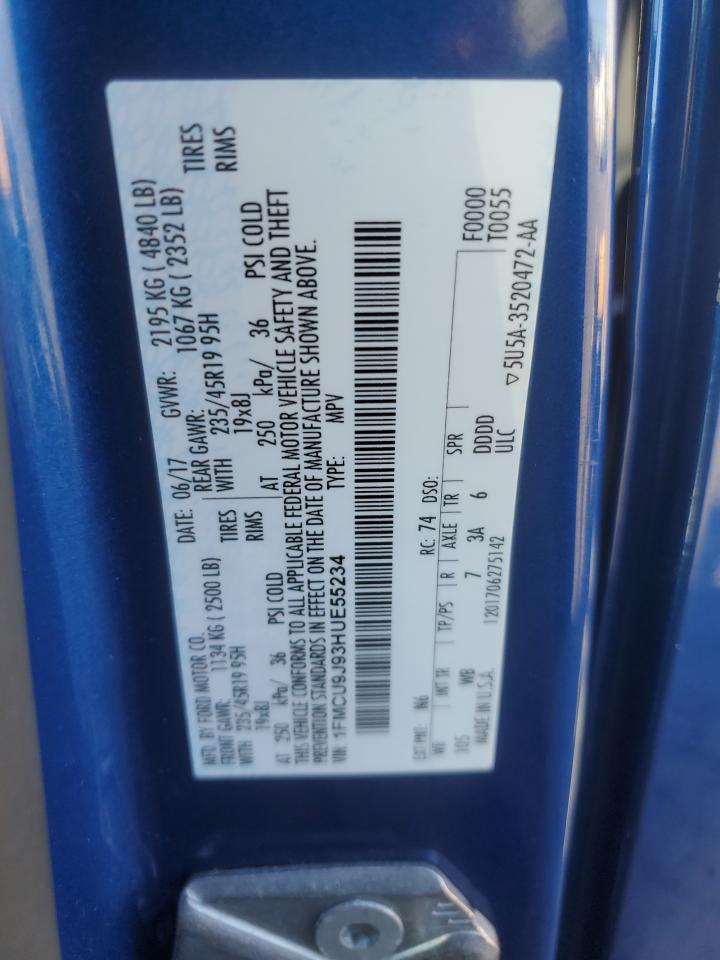 2017 Ford Escape Titanium VIN: 1FMCU9J93HUE55234 Lot: 80660485