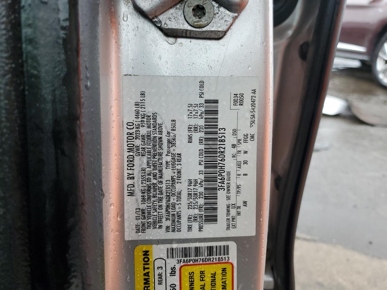 2013 Ford Fusion Se VIN: 3FA6P0H76DR218513 Lot: 81469555