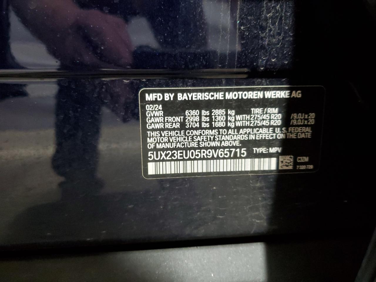 2024 BMW X5 xDrive40I VIN: 5UX23EU05R9V65715 Lot: 70932065