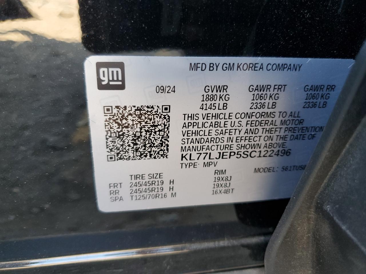 2025 Chevrolet Trax 2Rs VIN: KL77LJEP5SC122496 Lot: 71106725