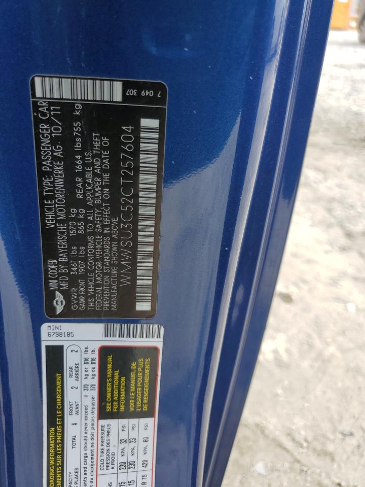 2012 Mini Cooper VIN: WMWSU3C52CT257604 Lot: 71843805