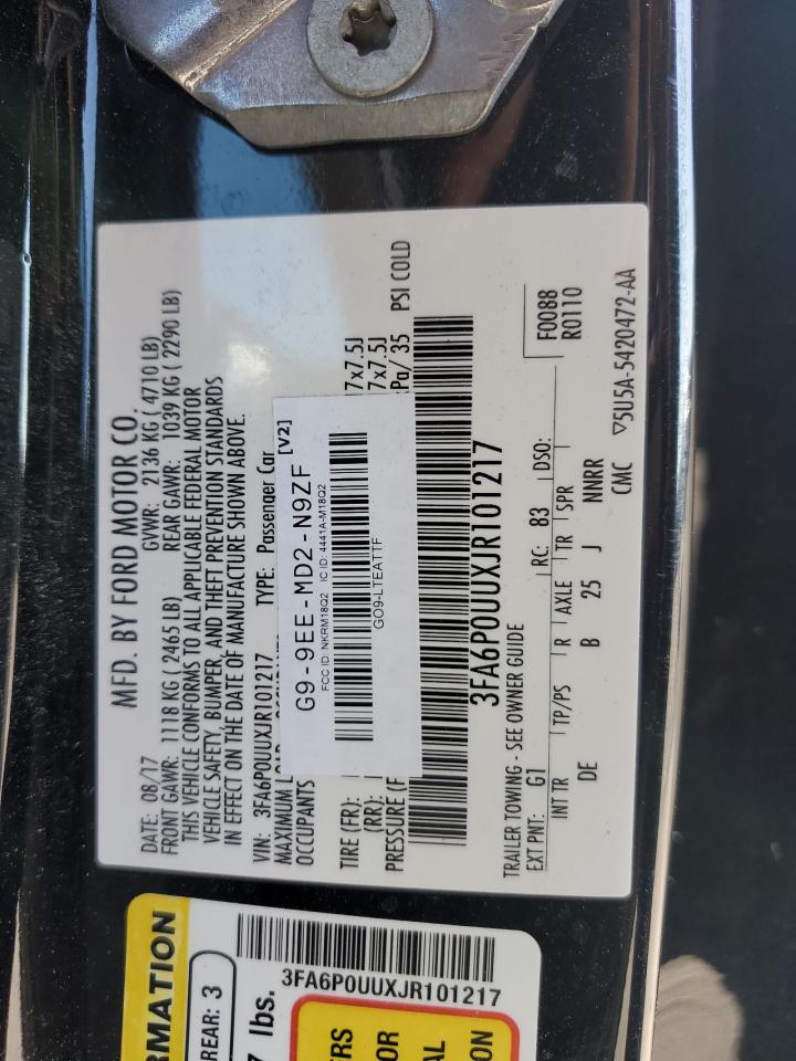 2018 Ford Fusion S Hybrid VIN: 3FA6P0UUXJR101217 Lot: 71839625