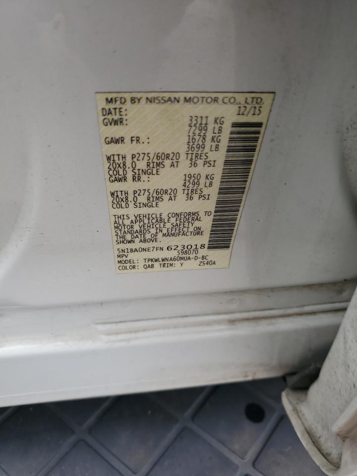 2015 Nissan Armada Platinum VIN: 5N1BA0NE7FN623018 Lot: 81795485