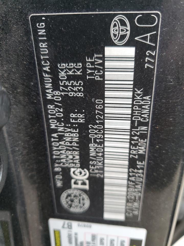 2009 Toyota Corolla Matrix VIN: 2T1KU40E19C012760 Lot: 80462455