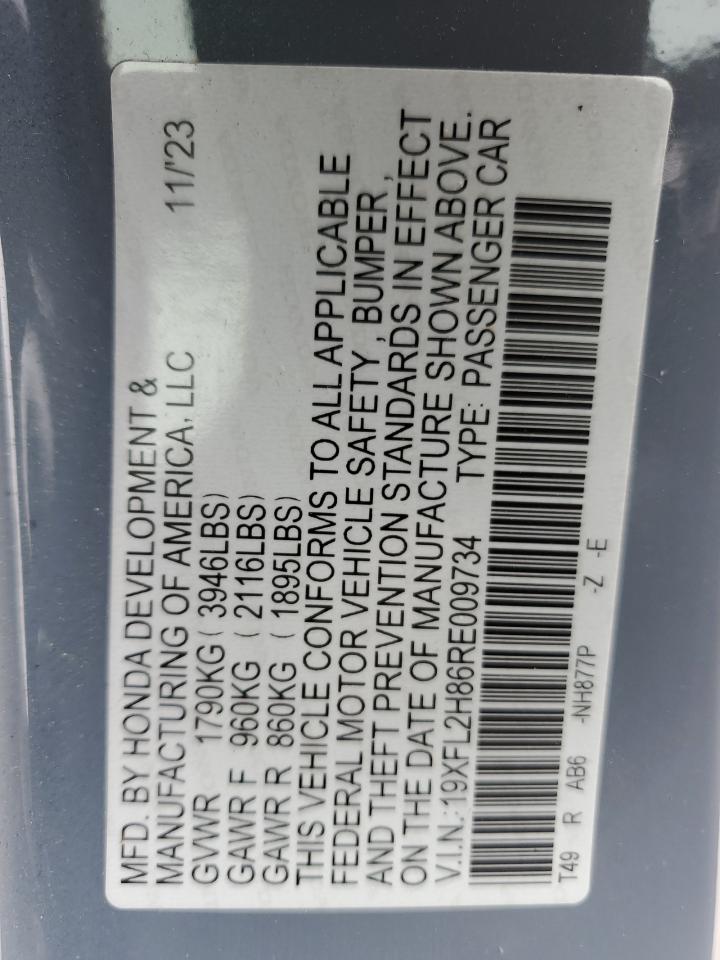 2024 Honda Civic Sport VIN: 19XFL2H86RE009734 Lot: 81659825