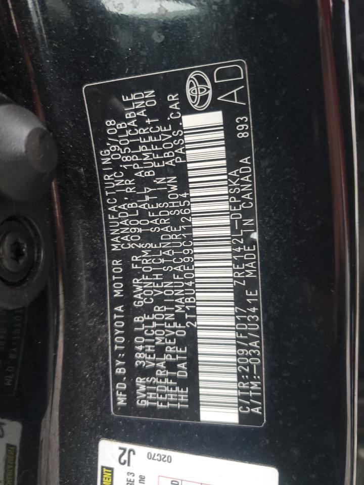 1999 Toyota Corolla VIN: 2T1BU40E99C112654 Lot: 81719495