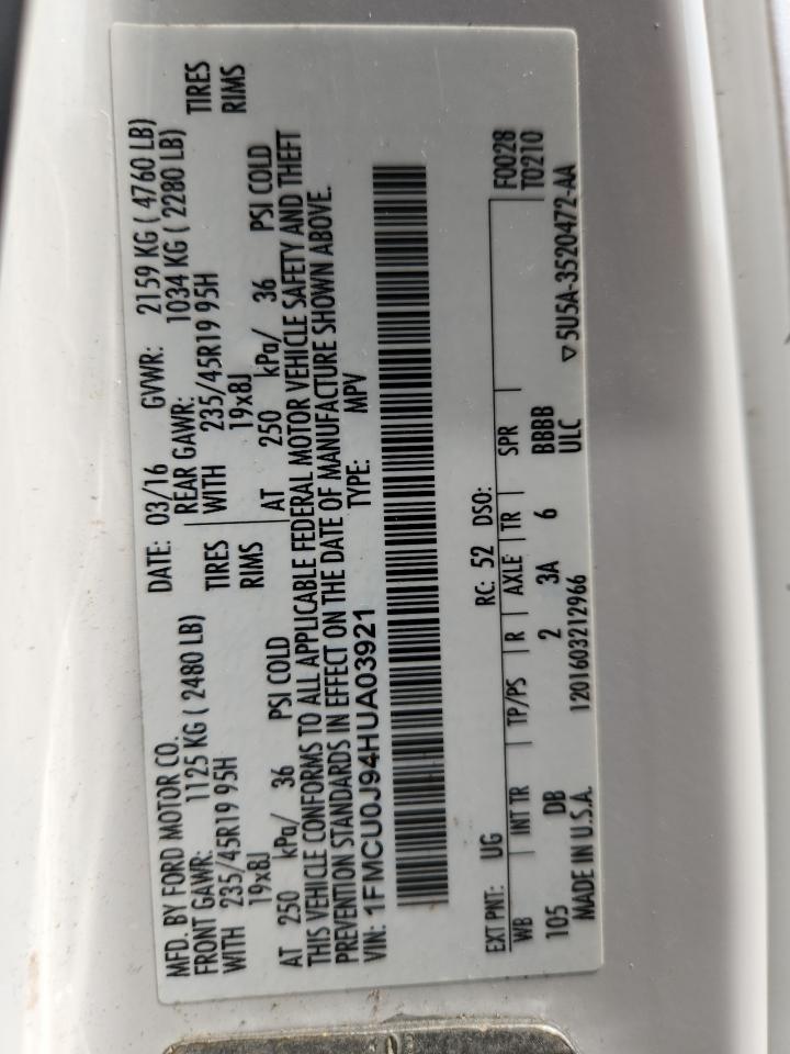 2017 Ford Escape Titanium VIN: 1FMCU0J94HUA03921 Lot: 81019285
