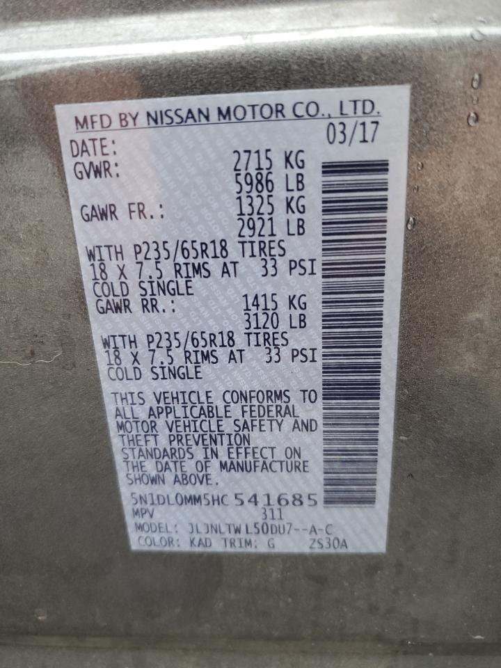 2017 Infiniti Qx60 VIN: 5N1DL0MM5HC541685 Lot: 83987455