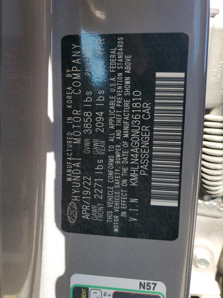2022 Hyundai Elantra Sel VIN: KMHLN4AG0NU361810 Lot: 80910045