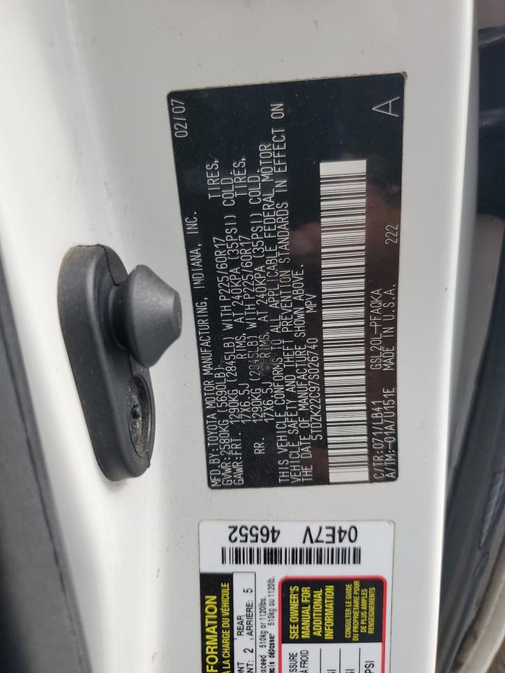 2007 Toyota Sienna Xle VIN: 5TDZK22C97S026740 Lot: 71468795