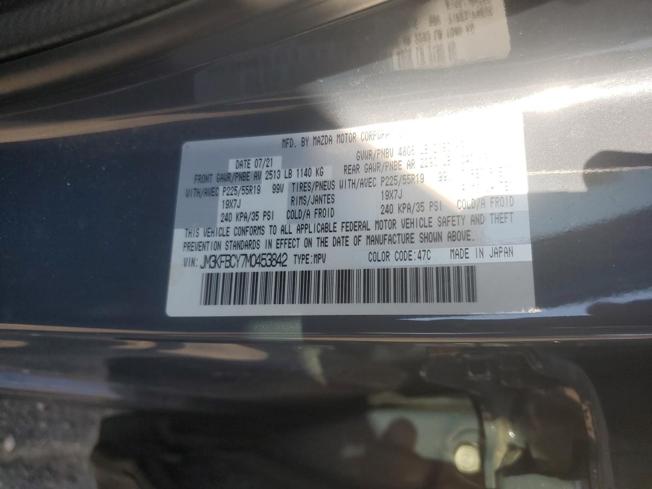 2021 Mazda Cx-5 Carbon Edition VIN: JM3KFBCY7M0453842 Lot: 84977175