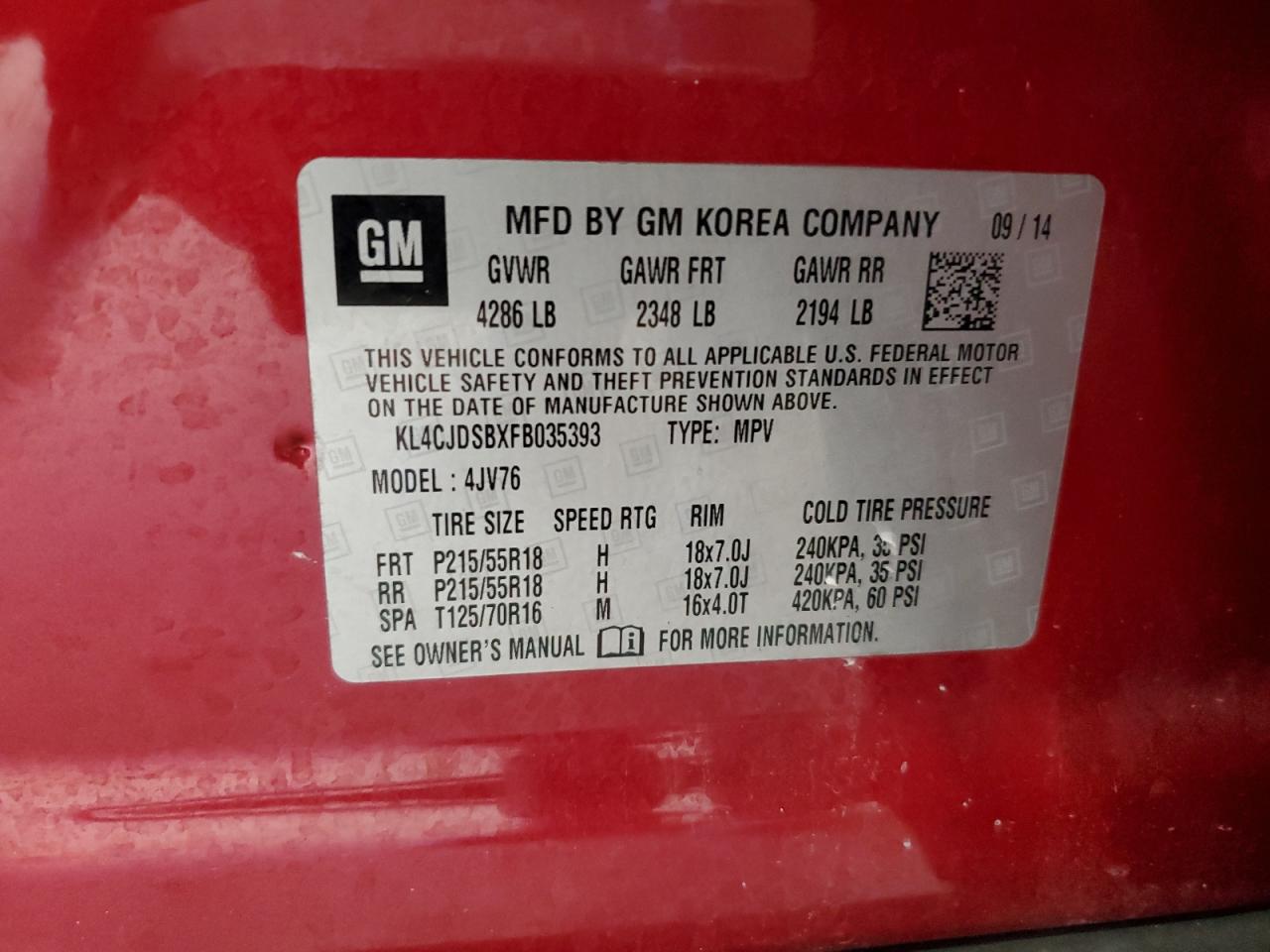 2015 Buick Encore Premium VIN: KL4CJDSBXFB035393 Lot: 81858045