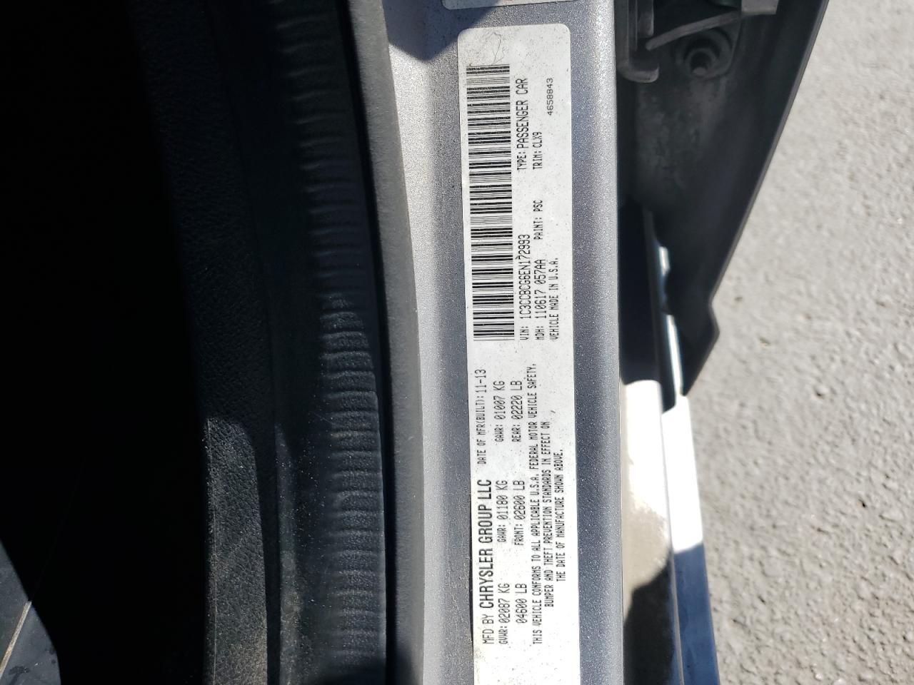 2014 Chrysler 200 Limited VIN: 1C3CCBCG6EN172993 Lot: 81505325