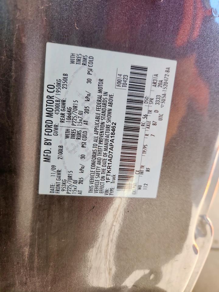 2010 Ford Ranger VIN: 1FTKR1AD7APA18462 Lot: 84376635