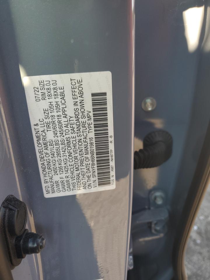 2022 Honda Passport Trail Sport VIN: 5FNYF8H66NB019816 Lot: 81141635