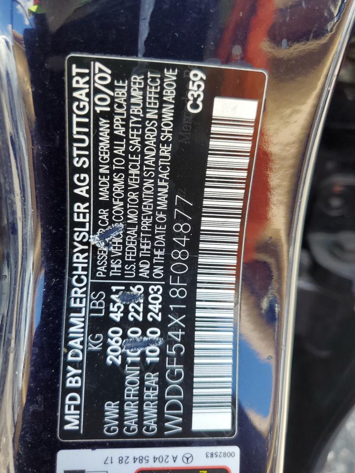 2008 Mercedes-Benz C 300 VIN: WDDGF54X18F084877 Lot: 70284105