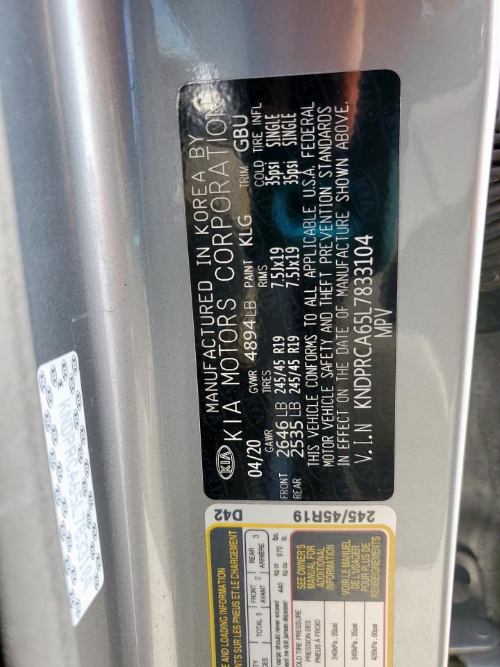 2020 Kia Sportage Sx VIN: KNDPRCA65L7833104 Lot: 84474735