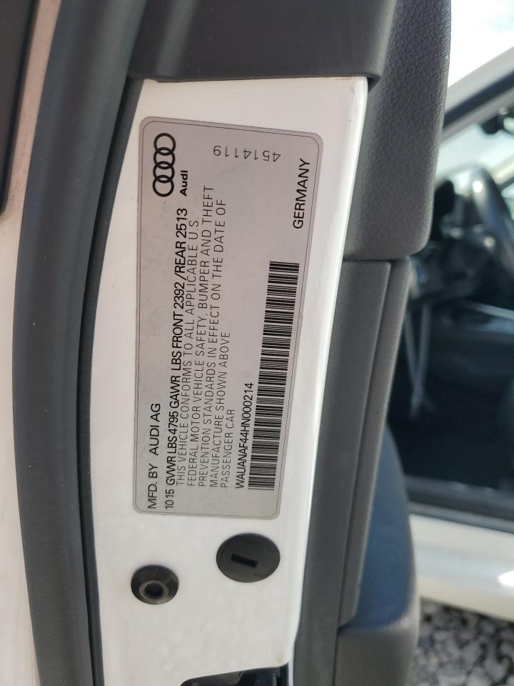 2017 Audi A4 Premium VIN: WAUANAF44HN000214 Lot: 69071415