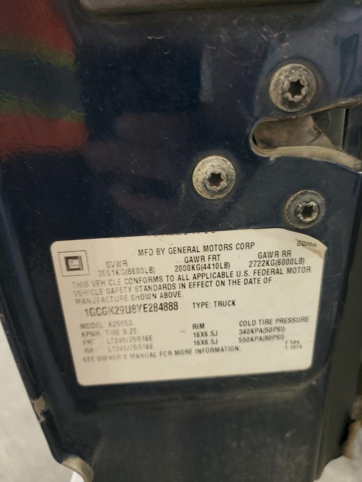 2000 Chevrolet Silverado K2500 VIN: 1GCGK29U8YE284888 Lot: 84442465