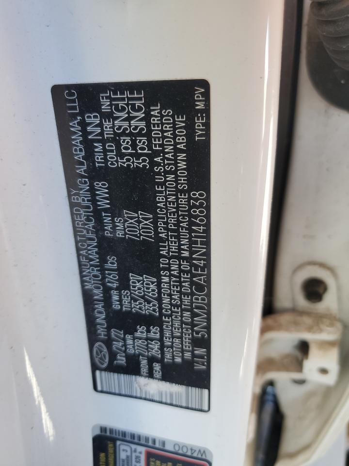 2022 Hyundai Tucson Sel VIN: 5NMJBCAE4NH146838 Lot: 80904465