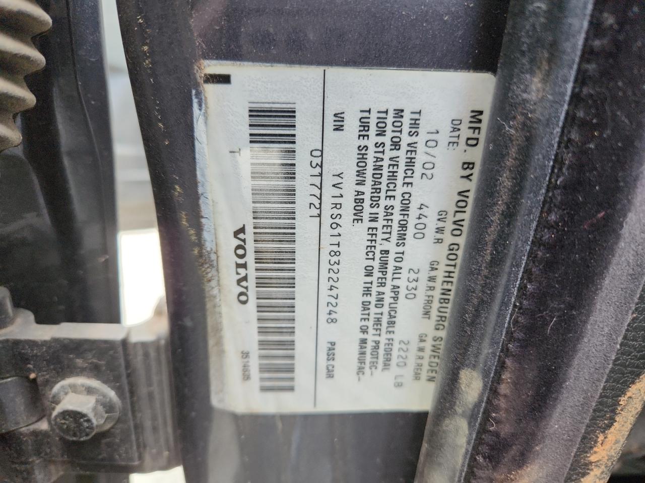 2003 Volvo S60 VIN: YV1RS61T832247248 Lot: 71733035