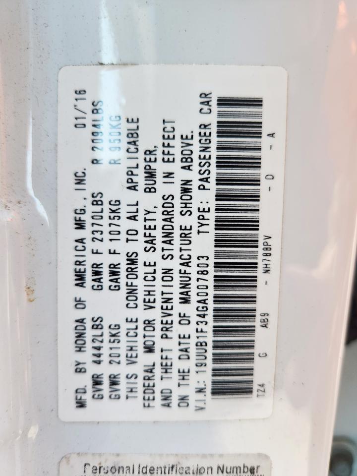 2016 Acura Tlx VIN: 19UUB1F34GA007803 Lot: 81649235