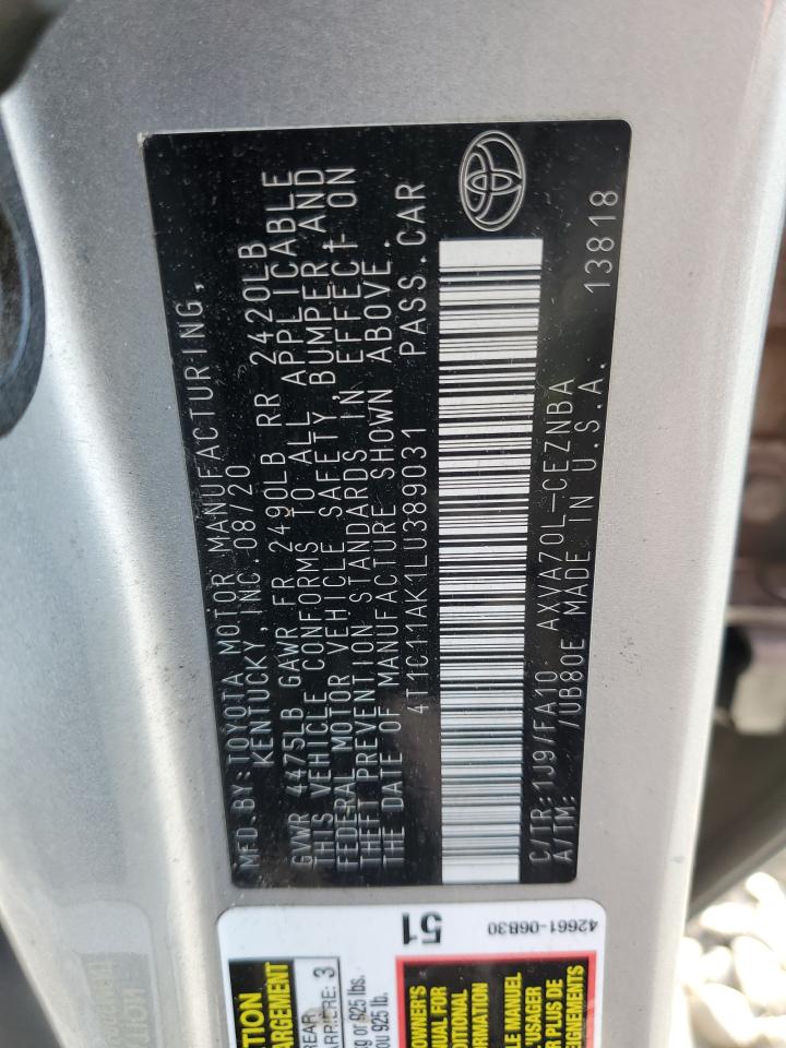 2020 Toyota Camry Le VIN: 4T1C11AK1LU389031 Lot: 81047015