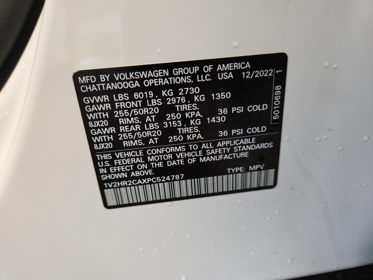 2023 Volkswagen Atlas Se VIN: 1V2HR2CAXPC524787 Lot: 70994955