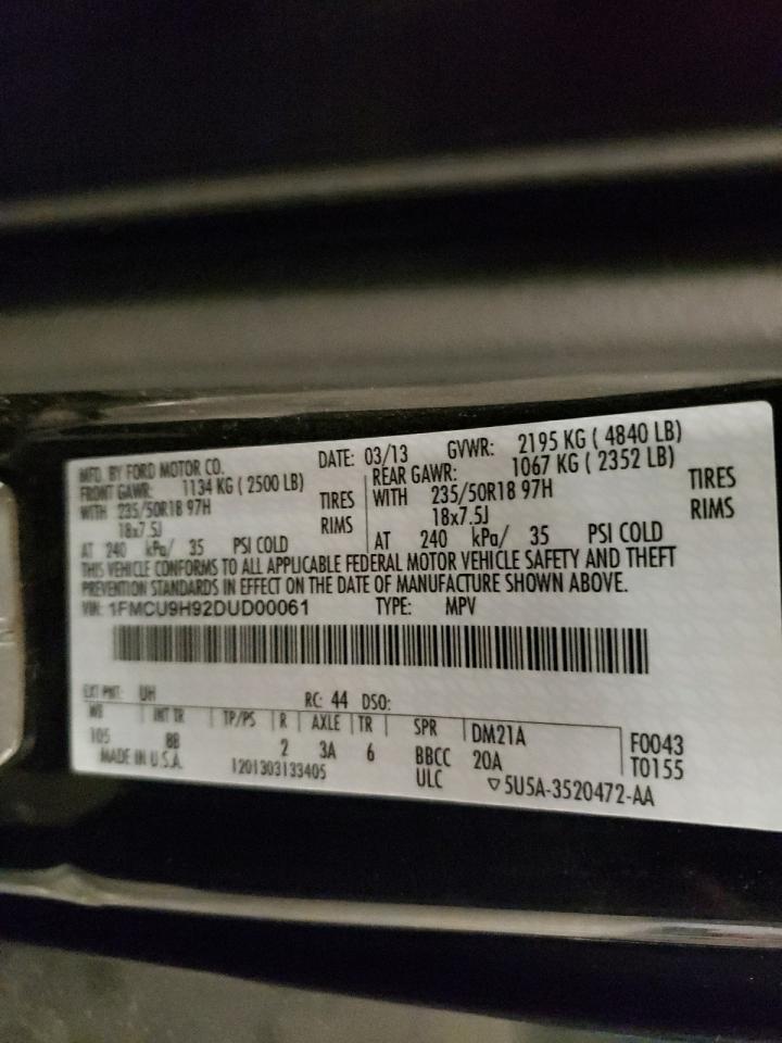 2013 Ford Escape Sel VIN: 1FMCU9H92DUD00061 Lot: 81904965