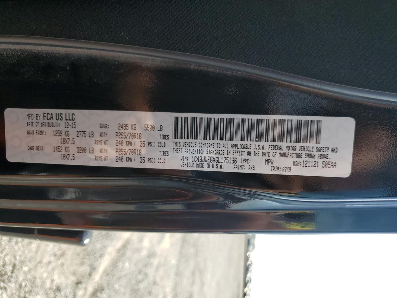 2016 Jeep Wrangler Unlimited Sahara VIN: 1C4BJWEGXGL175136 Lot: 70190665