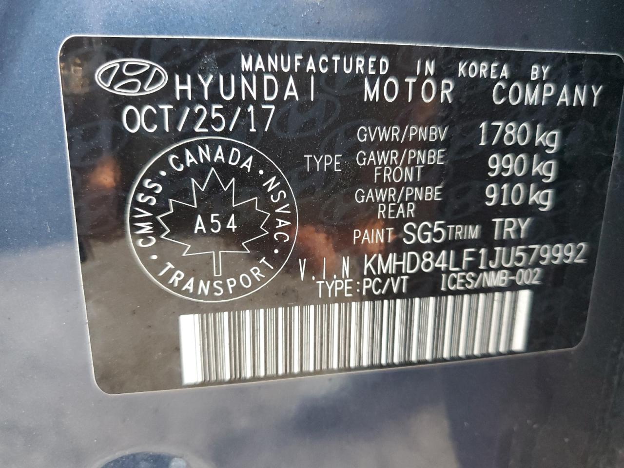 2018 Hyundai Elantra Sel VIN: KMHD84LF1JU579992 Lot: 83776545