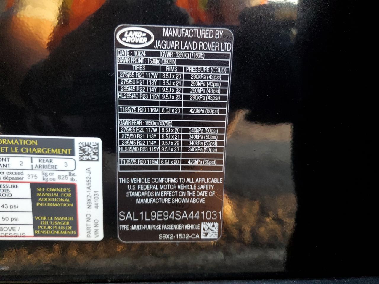 2025 Land Rover Range Rover Sport Dynamic Se VIN: SAL1L9E94SA441031 Lot: 80873935