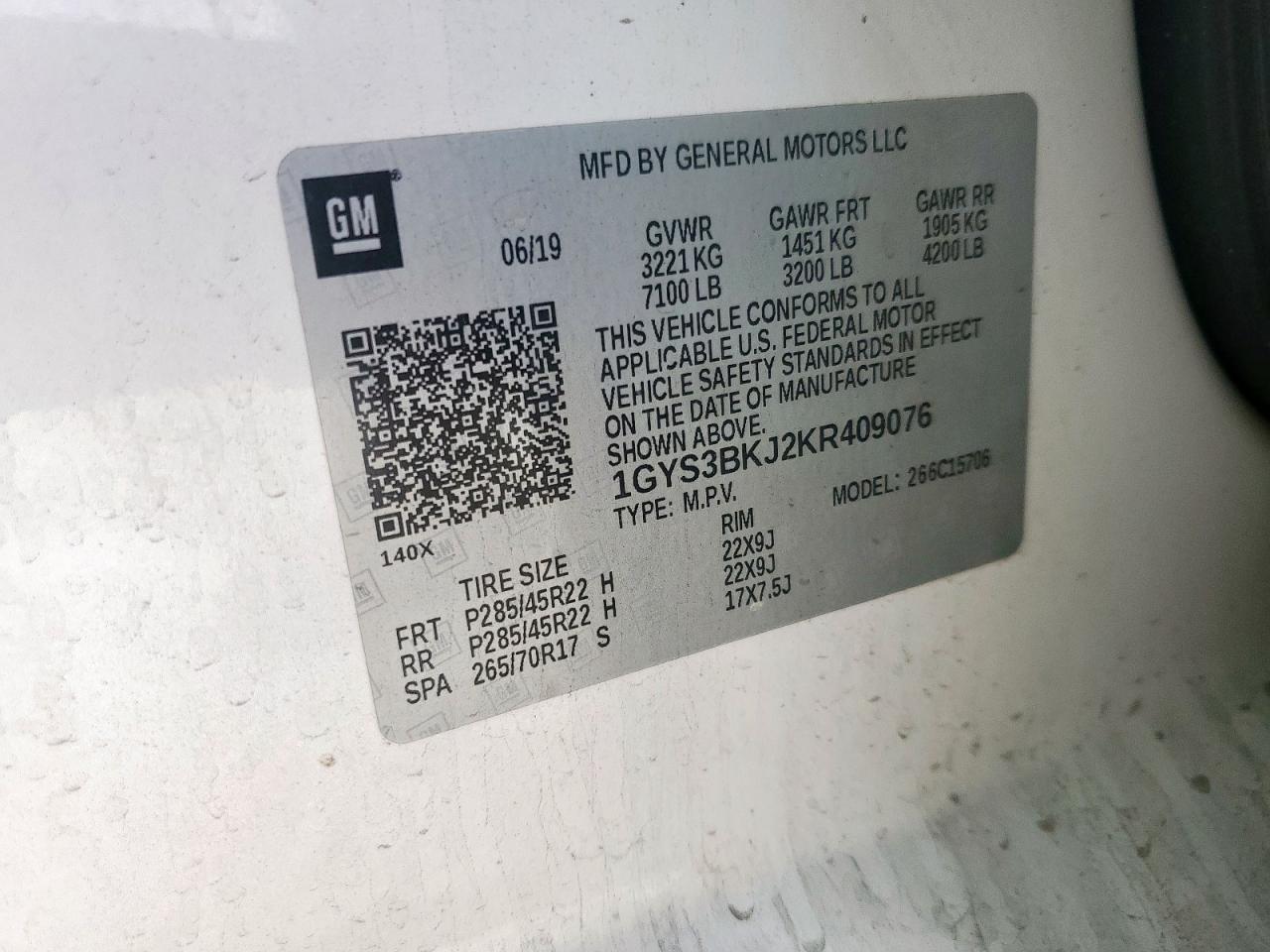 2019 Cadillac Escalade Luxury VIN: 1GYS3BKJ2KR409076 Lot: 83961975