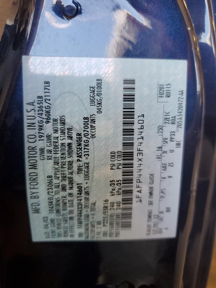 2003 Ford Mustang VIN: 1FAFP444X3F414601 Lot: 82146465