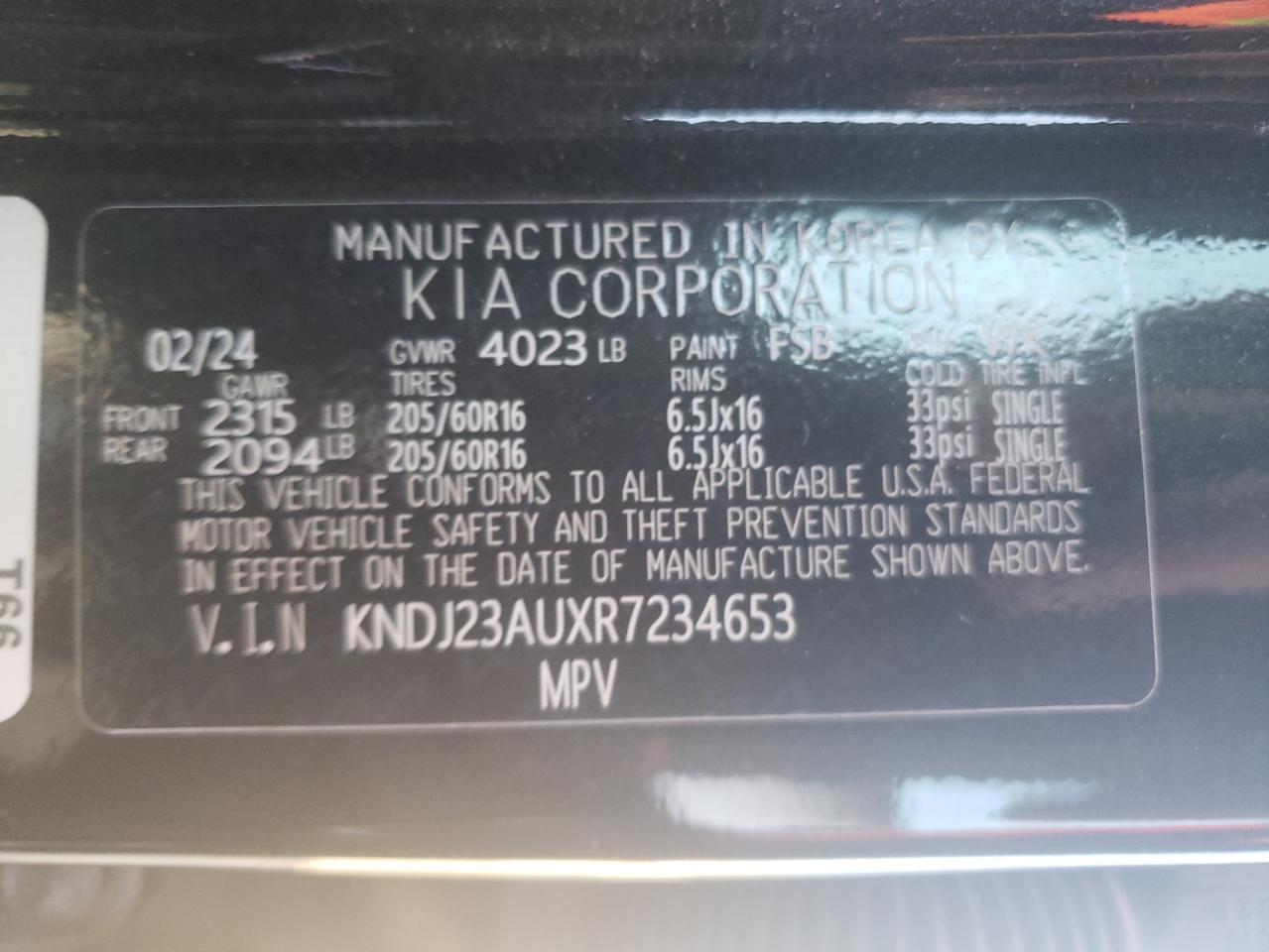 2024 Kia Soul Lx VIN: KNDJ23AUXR7234653 Lot: 70774585