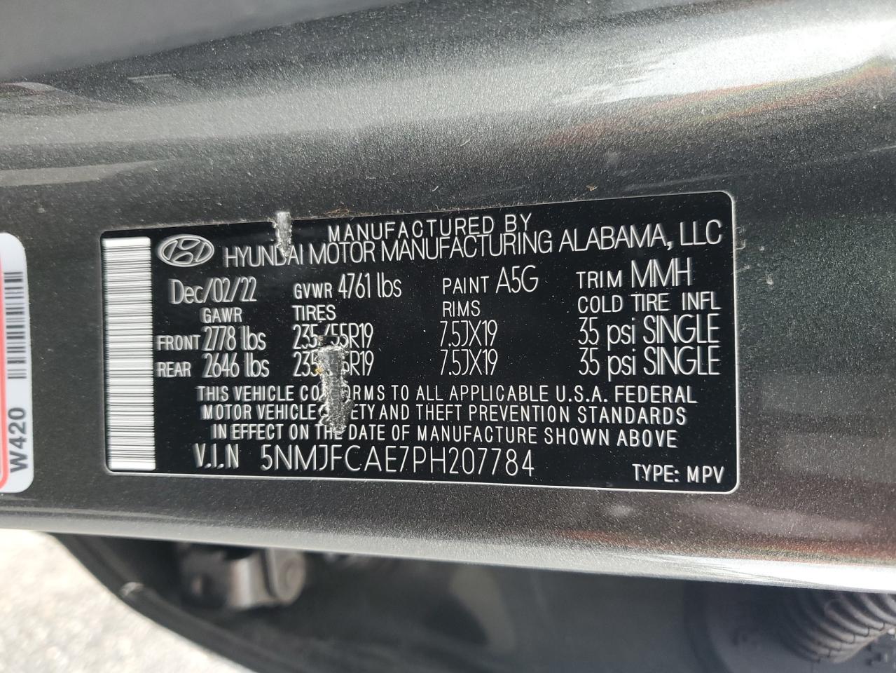 2023 Hyundai Tucson Sel VIN: 5NMJFCAE7PH207784 Lot: 71179195