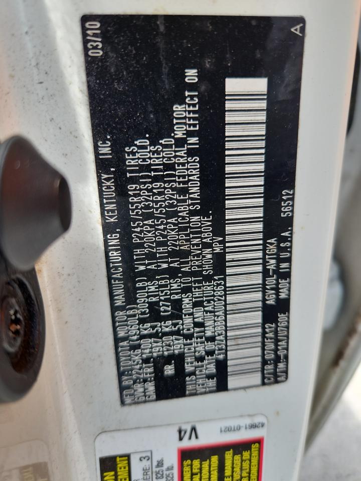 2010 Toyota Venza VIN: 4T3ZA3BB6AU028631 Lot: 80682855