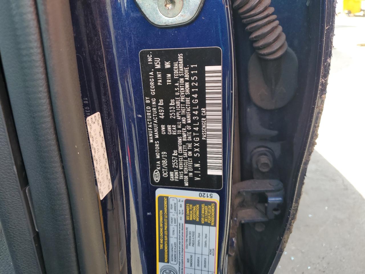 2020 Kia Optima Lx VIN: 5XXGT4L34LG412511 Lot: 84830765