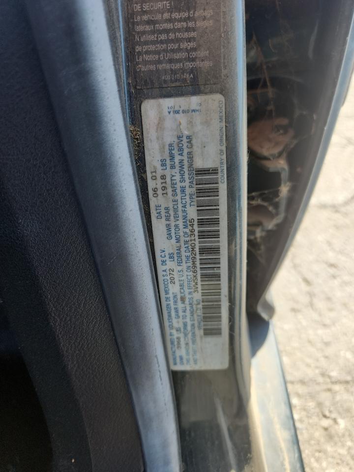 2002 Volkswagen Jetta Gls VIN: 3VWSK69M92M013645 Lot: 80191085